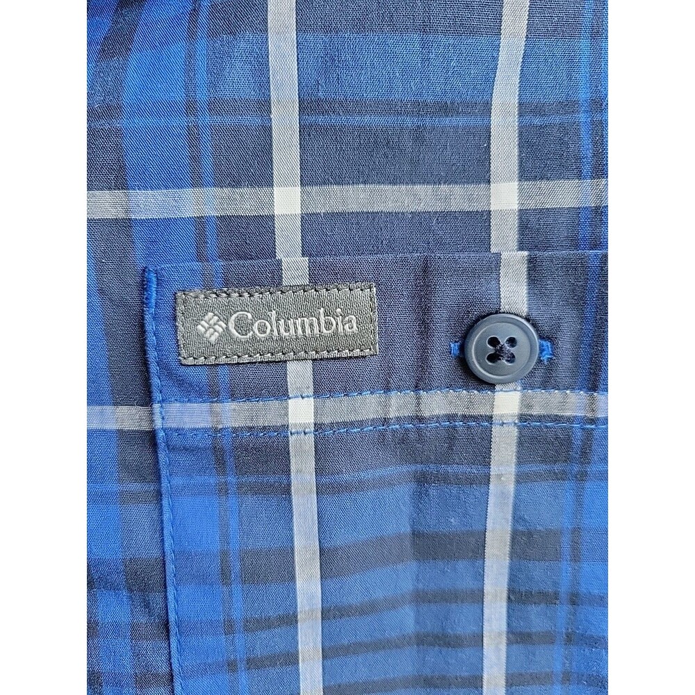 NWOT Men’s Columbia Shirt Blue/White/Black Plaid Button Long Sleeve Size Medium - Picture 5 of 10